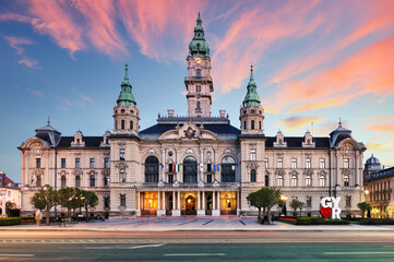 Fototapeta na wymiar Hungary - Gyor at sunset, Town hall