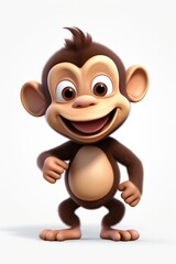 funny cartoon character cute monkey 3d animation Made with Generative AI