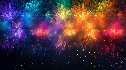 Colorful fireworks in the night sky