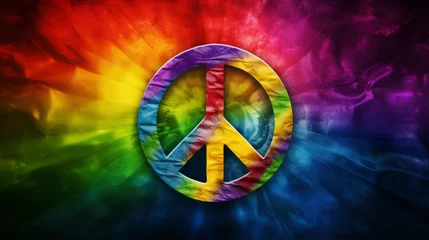 Foto op Canvas Mesmerizing peace sign with colorful rainbow explosion, generated with ai © Andreas