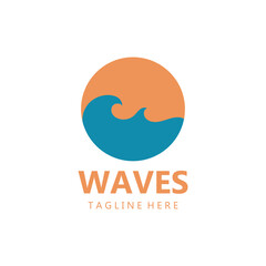 water wave logo, beach waves, sea, vector design