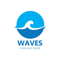 water wave logo, beach waves, sea, vector design