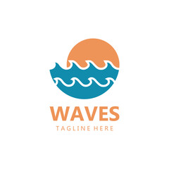 water wave logo, beach waves, sea, vector design