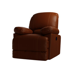 3D illustration, 3D rendering close-up of Wanek Recliner Sofa Armchair isolated Cut away isolated 3D mockup