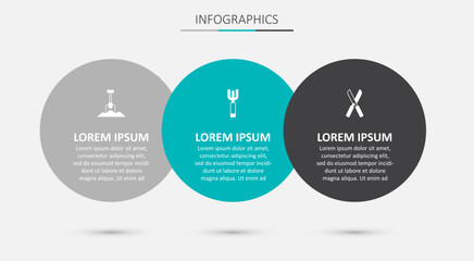 Set Garden pitchfork, Shovel and Gardening scissors. Business infographic template. Vector