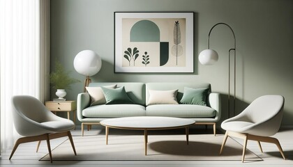 Modern living room photo showcasing Scandinavian and mid-century design