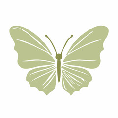 Vector isolated simple minimal graphic green color butterfly drawing. butterfly drawing coloring page.