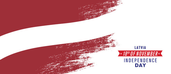 Latvia happy independence day greeting card, banner vector illustration