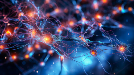 Naklejka na ściany i meble Neural network in the brain. Neurons and the brain cell.