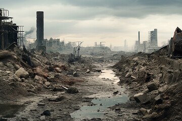 A desolate future landscape of destruction and hopelessness. Generative AI