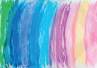 Pastels painting of a colored rainbow,  strokes, color-field painting, strip painting 