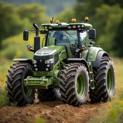 Foto op Canvas  A green tractor replica on the farmers  © Sekai