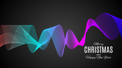 Merry Christmas and Happy New Year background, greeting card, poster, holiday cover. beautiful modern flat line art style. Xmas decoration.