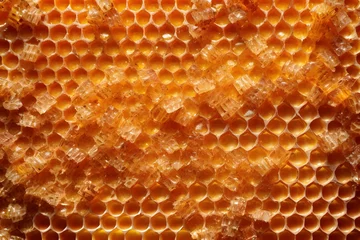 Fotobehang Close up of honeycomb, texture, background. Generative AI. © Jolie