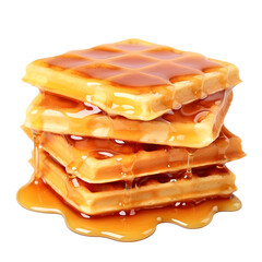 Closeup waffle with maple syrup on transparent background. Waffle png. Waffle with maple syrup transparent background. Waffle element. Waffle with syrup element
 - obrazy, fototapety, plakaty