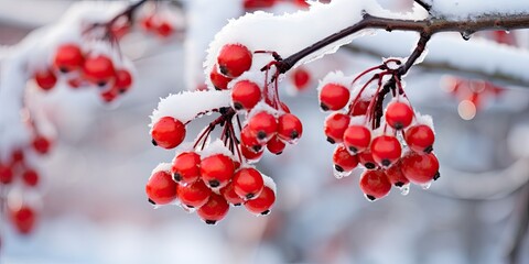 Fototapeta na wymiar Macro photography of berries in winter.