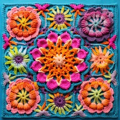 beautiful crocheted napkin in folk style