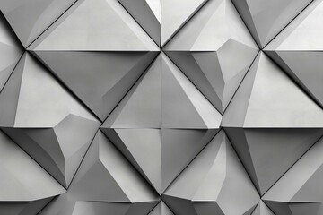 3D rendered concrete wall with triangular tile wallpaper featuring futuristic polished blocks. Generative AI