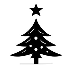 Obraz premium Decorative Christmas Tree Vector Illustration - Festive Xmas Tree Design for Greeting Cards, Holiday Decor, and Winter Celebrations - Traditional Green Pine Tree with Ornaments, Stars, and Lights