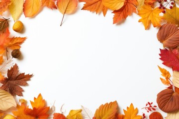 Autumn leaves on old paper background.