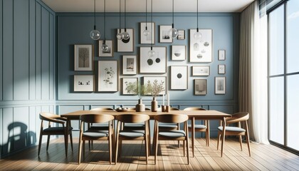Photo of a dining space, showcasing a sleek wooden table and chairs