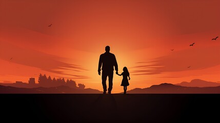 Fototapeta premium Fatherly Love, Dad and Daughter Vector Art Background for Father's Day, Celebrating Fatherhood in Your Designs, by Generative AI.