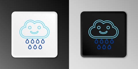 Line Cloud with rain icon isolated on grey background. Rain cloud precipitation with rain drops. Colorful outline concept. Vector