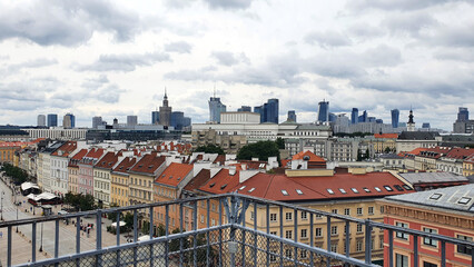 Fototapeta na wymiar Warsaw, Poland - July 2, 2022: View of Warsaw from the observation deck on the bell tower of the church of St. Anna