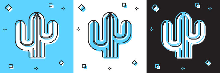 Set Cactus icon isolated on blue and white, black background. Vector