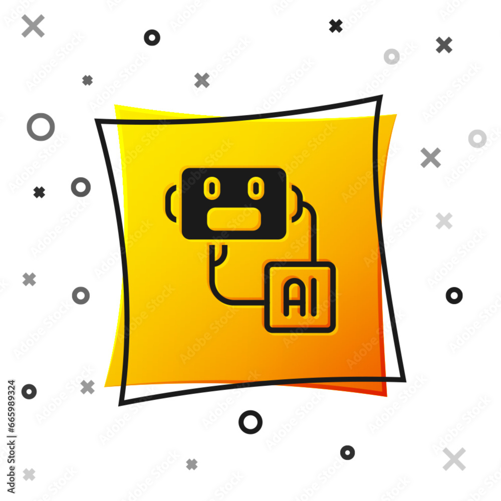Poster black artificial intelligence robot icon isolated on white background. machine learning, cloud compu