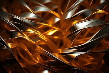 background of intertwined metal strands reflecting light. Generative AI
