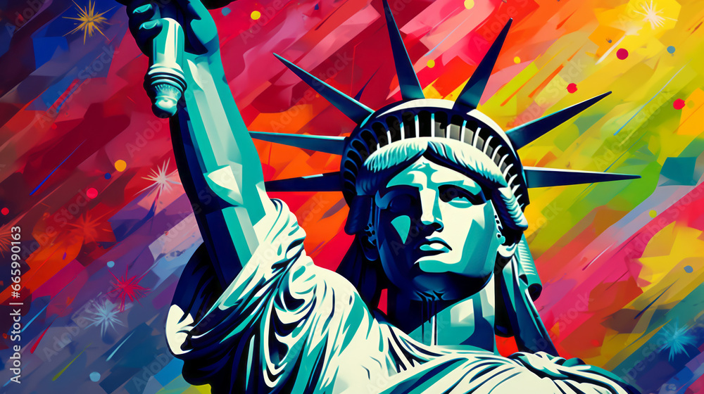 Wall mural lgbtq+ statue of liberty with flag