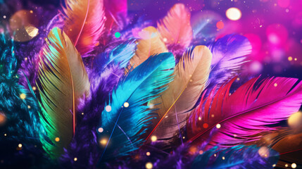 Colorful feathers, fireworks motive, generated with ai