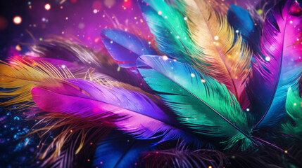 Colorful feathers, fireworks motive, generated with ai