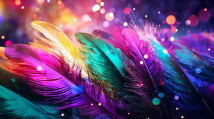 Colorful feathers, fireworks motive, generated with ai