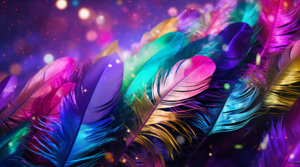 Colorful feathers, fireworks motive, generated with ai