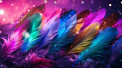Colorful feathers, fireworks motive, generated with ai