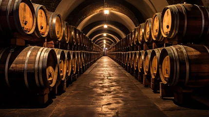 Fotobehang Barrels in a hungarian wine cellar © Creativity