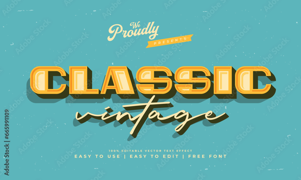 Fototapete vintage retro editable text effect alphabet font typography typeface