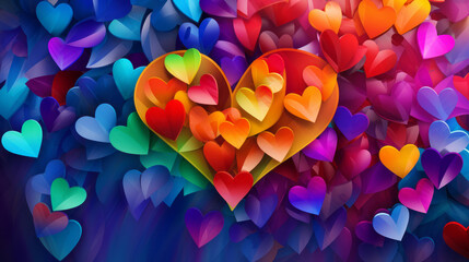 Heart art in rainbow colors, generated with ai