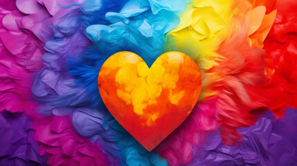Heart art in rainbow colors, generated with ai