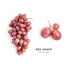 Red grape fruit isolated on white background creative layout.