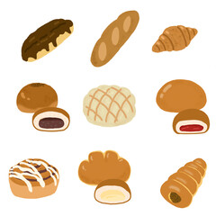 いろいろなパンのイラスト