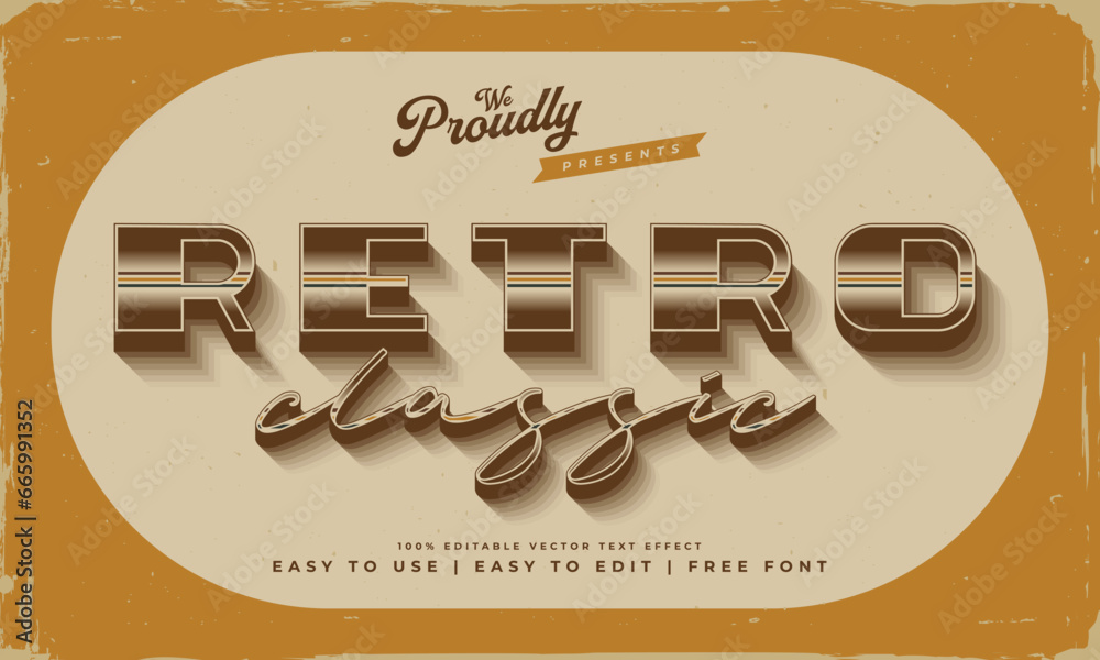 Fototapete vintage retro editable text effect alphabet font typography typeface