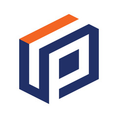 letter UP isometric logo icon