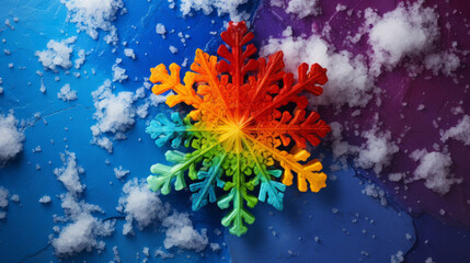 Fototapeta na wymiar Snowflake in rainbow colors. Generated with ai.