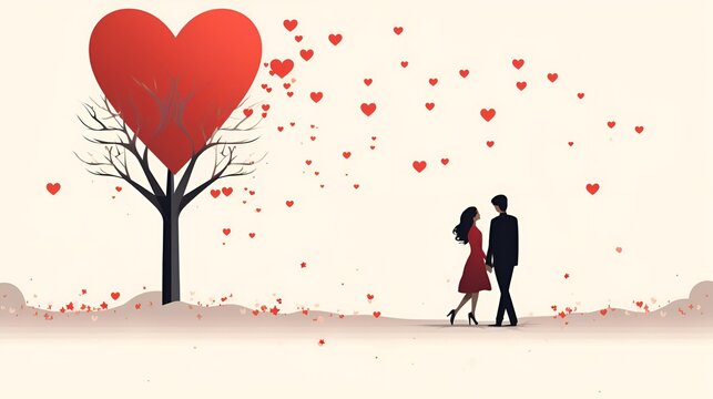 Valentine's Love, Romantic Couples Vector Art, Ideal for Creating Love filled Cards and Backgrounds, by Generative AI.