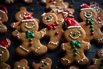 Obraz premium Gingerbread man and Christmas cookies. Generative AI.