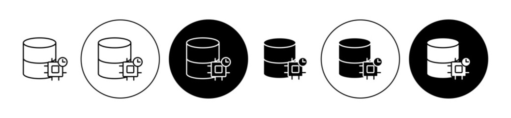 Caching icon set in black. database memory vector sign. browser clear cache symbol for Ui designs.