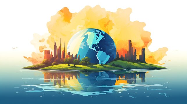 global warming ,Illustration of climate change with this thought provoking global warming vector art, By Generative AI.